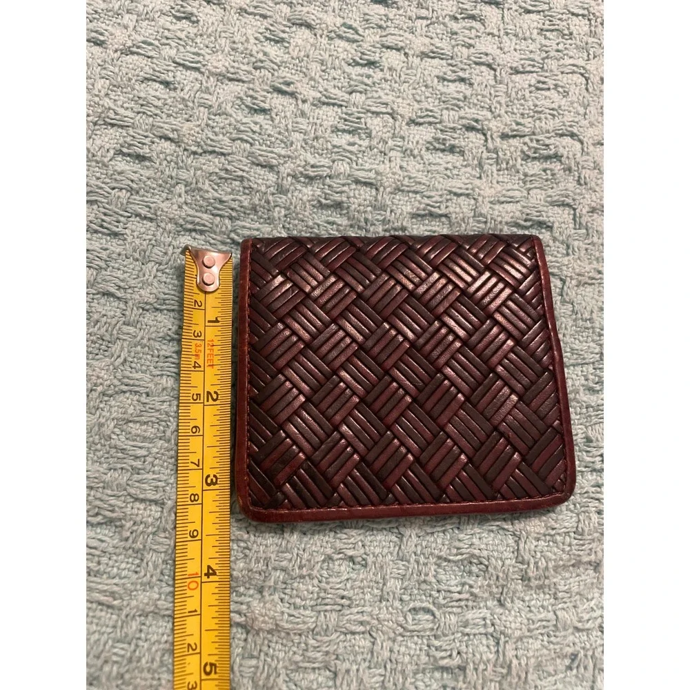 Brighton Mens Bifold Wallet Brown Woven Leather Basket Weave ID Window